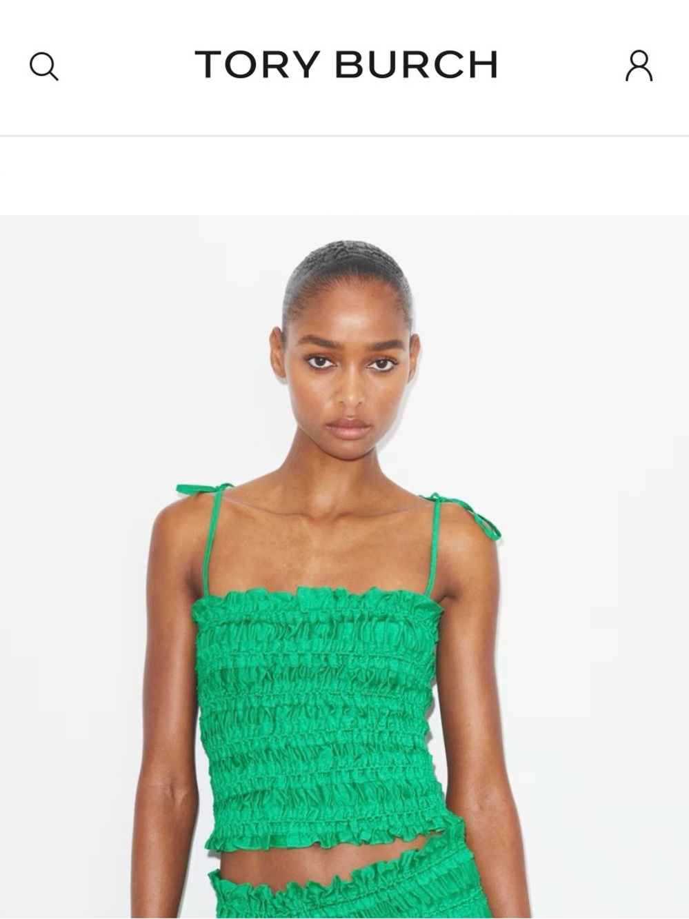 Tory Burch Emerald Green Smocked Cami Crop NWT